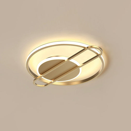 Modernist Circle Thin Flush Mount Led Ceiling Light Fixture - Black/Gold/White 16.5’/20.5’ Wide