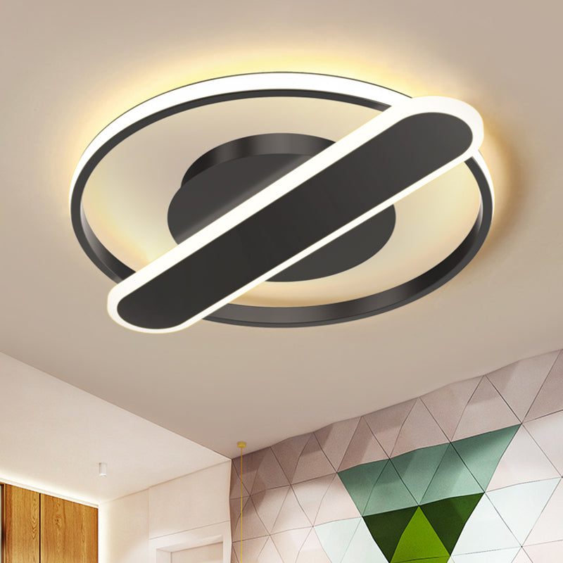 Modern Acrylic Led Ceiling Lamp - Black/White/Gold Flush Mount 16.5’/20.5’ Width Black / 16.5’