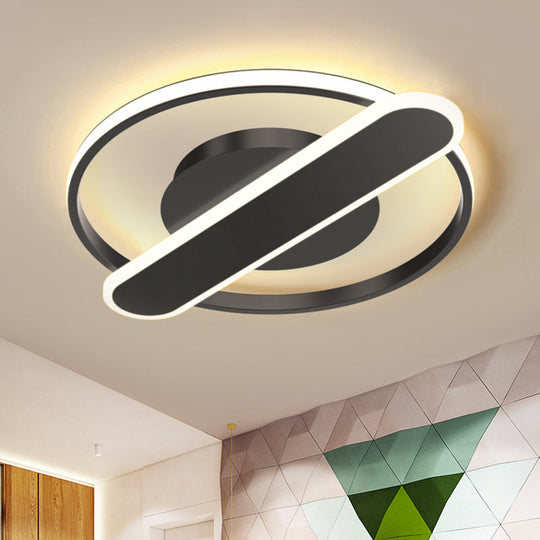 Modern Acrylic Led Ceiling Lamp - Black/White/Gold Flush Mount 16.5’/20.5’ Width Black / 16.5’