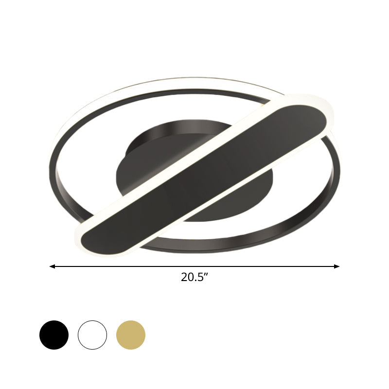 Modern Acrylic Led Ceiling Lamp - Black/White/Gold Flush Mount 16.5’/20.5’ Width