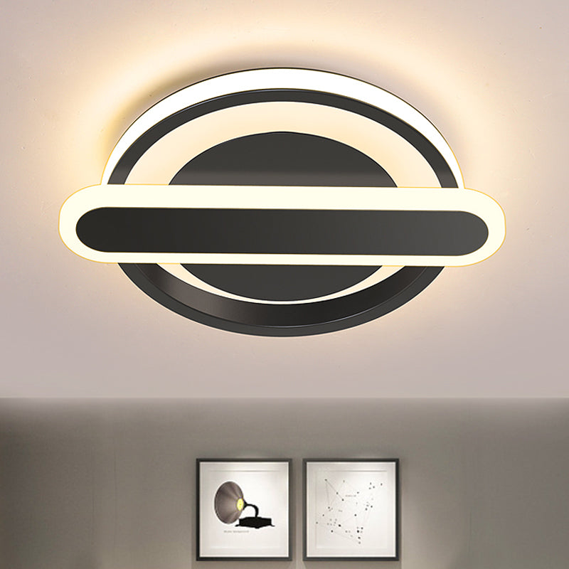 Modern Metal Black/White/Gold Led Ceiling Flushmount For Corridor - Small Circle & Oval Design Black