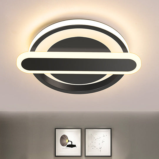 Modern Metal Black/White/Gold Led Ceiling Flushmount For Corridor - Small Circle & Oval Design Black