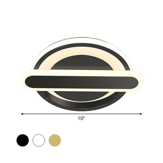 Modern Metal Black/White/Gold Led Ceiling Flushmount For Corridor - Small Circle & Oval Design