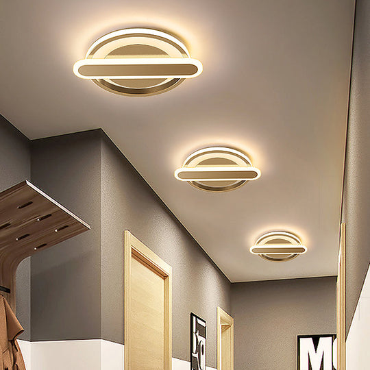Modern Metal Black/White/Gold Led Ceiling Flushmount For Corridor - Small Circle & Oval Design