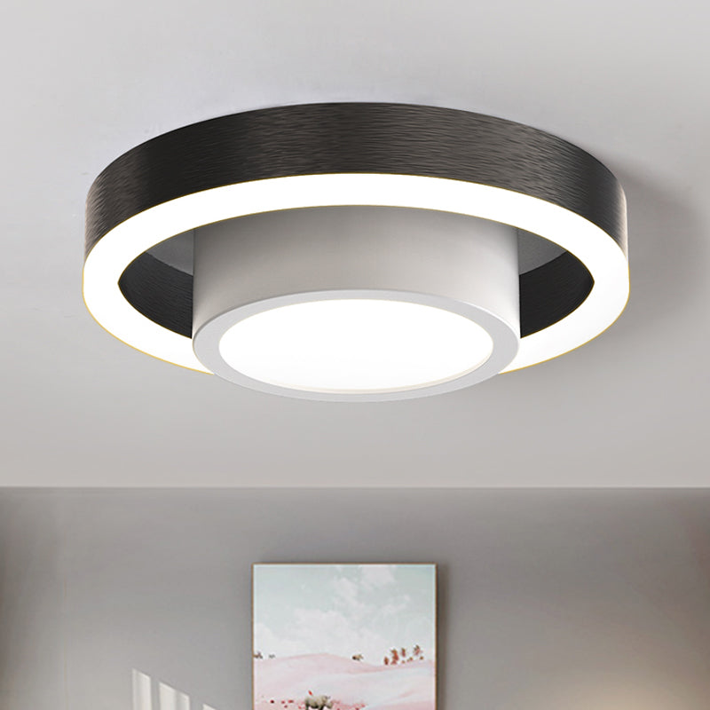 Small Acrylic Ceiling Flush Nordic Led Mount Lighting - Dual Hoop Design Black/Coffee/Gold Ideal