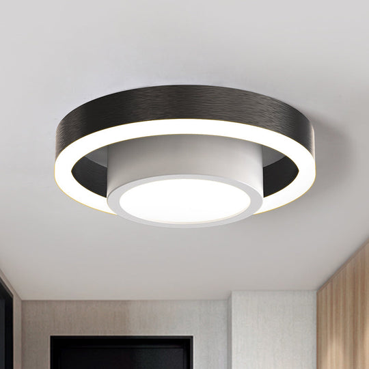 Small Acrylic Ceiling Flush Nordic Led Mount Lighting - Dual Hoop Design Black/Coffee/Gold Ideal