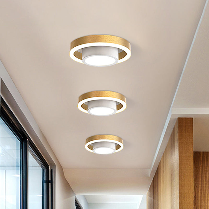 Small Acrylic Ceiling Flush Nordic Led Mount Lighting - Dual Hoop Design Black/Coffee/Gold Ideal