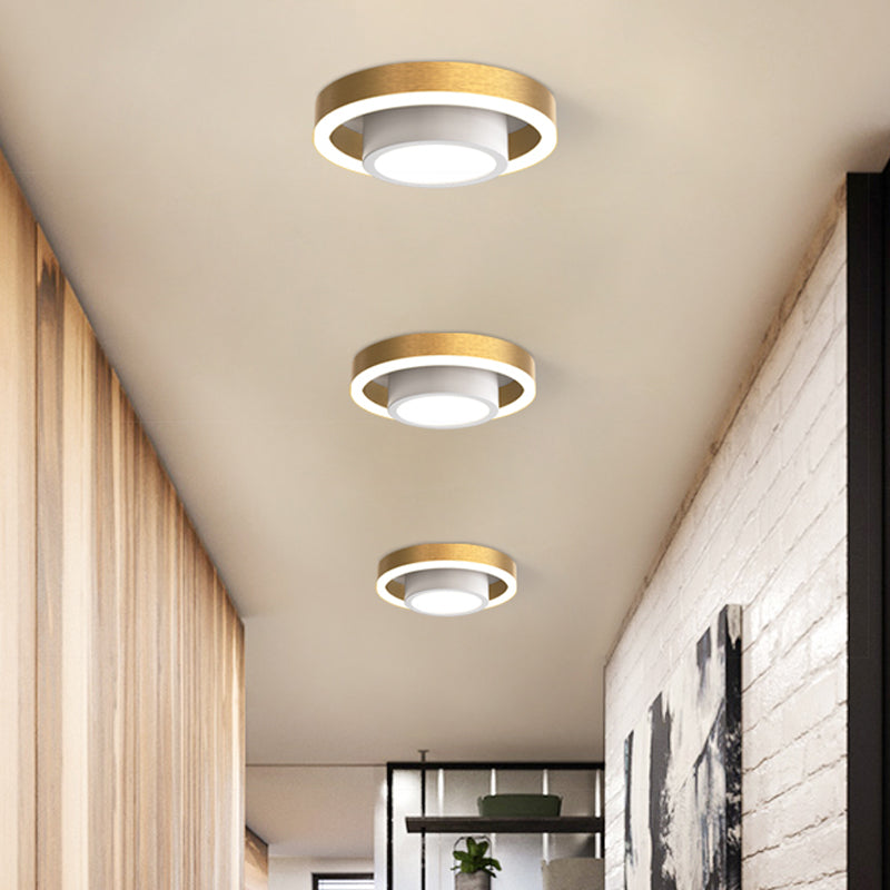 Small Acrylic Ceiling Flush Nordic Led Mount Lighting - Dual Hoop Design Black/Coffee/Gold Ideal