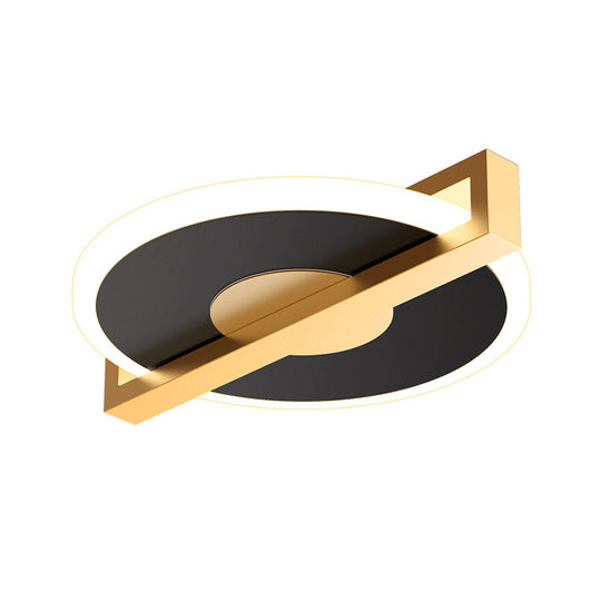 Retro Style Metal Flush Light Fixture – Small Disk Thin Design Black/White & Gold Led Close To