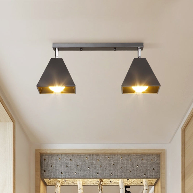 Iron Swivel Shade Ceiling Lamp - Industrial Style Semi - Flush Mount In Black/White (1/2/3 - Head