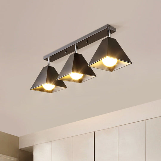 Iron Swivel Shade Ceiling Lamp - Industrial Style Semi - Flush Mount In Black/White (1/2/3 - Head
