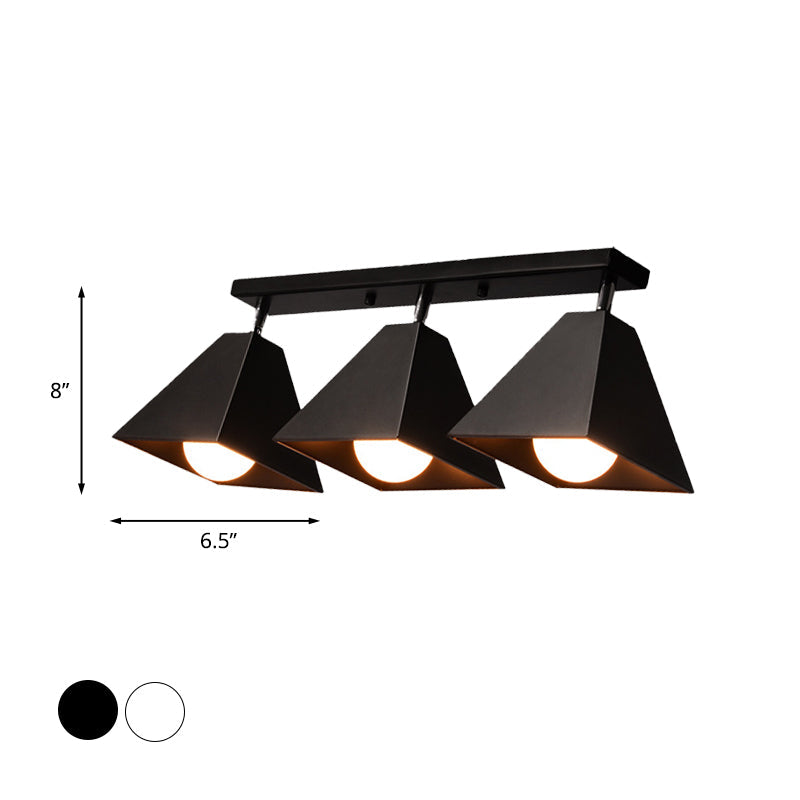 Iron Swivel Shade Ceiling Lamp - Industrial Style Semi - Flush Mount In Black/White (1/2/3 - Head