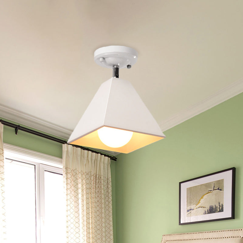 Iron Swivel Shade Ceiling Lamp - Industrial Style Semi - Flush Mount In Black/White (1/2/3 - Head