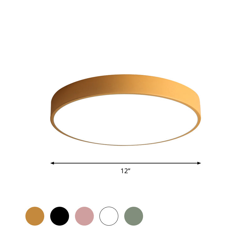 Modern Led Flush Mount Ceiling Light In Pink/Black/White With Acrylic Shade - 12’/16’ Diameter