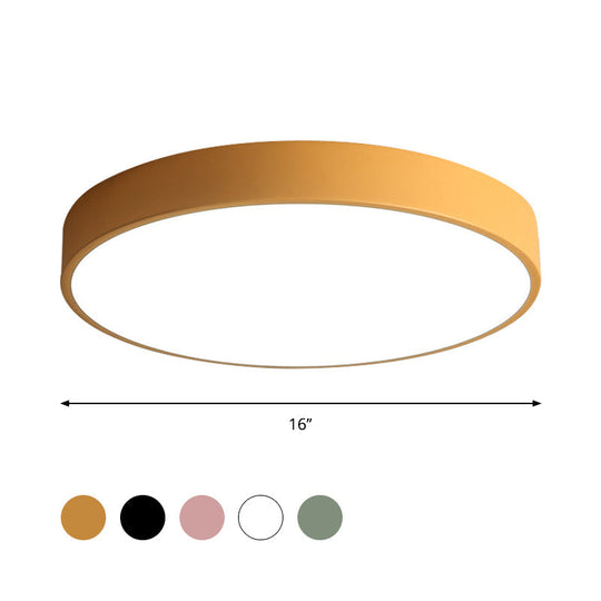 Modern Led Flush Mount Ceiling Light In Pink/Black/White With Acrylic Shade - 12’/16’ Diameter