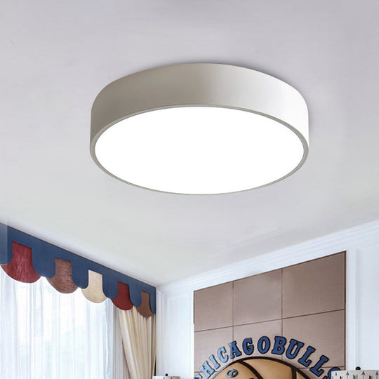 Modern Led Flush Mount Ceiling Light In Pink/Black/White With Acrylic Shade - 12’/16’ Diameter