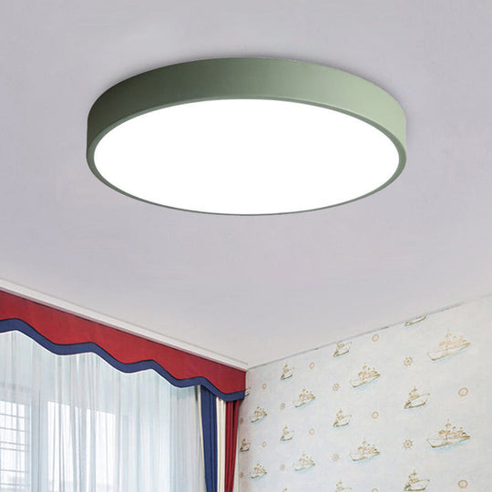 Modern Led Flush Mount Ceiling Light In Pink/Black/White With Acrylic Shade - 12’/16’ Diameter