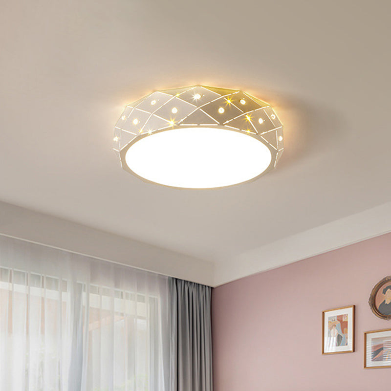 Nordic White Led Acrylic Ceiling Flush Mount Light Fixture - Laser Cut Rounded 18’/21.5’ Wide