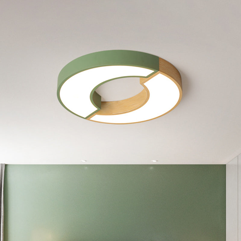 Grey/Green - Wood Double Arch Flushmount Nordic Iron Led Ceiling Mounted Light - 16.5’/20.5’