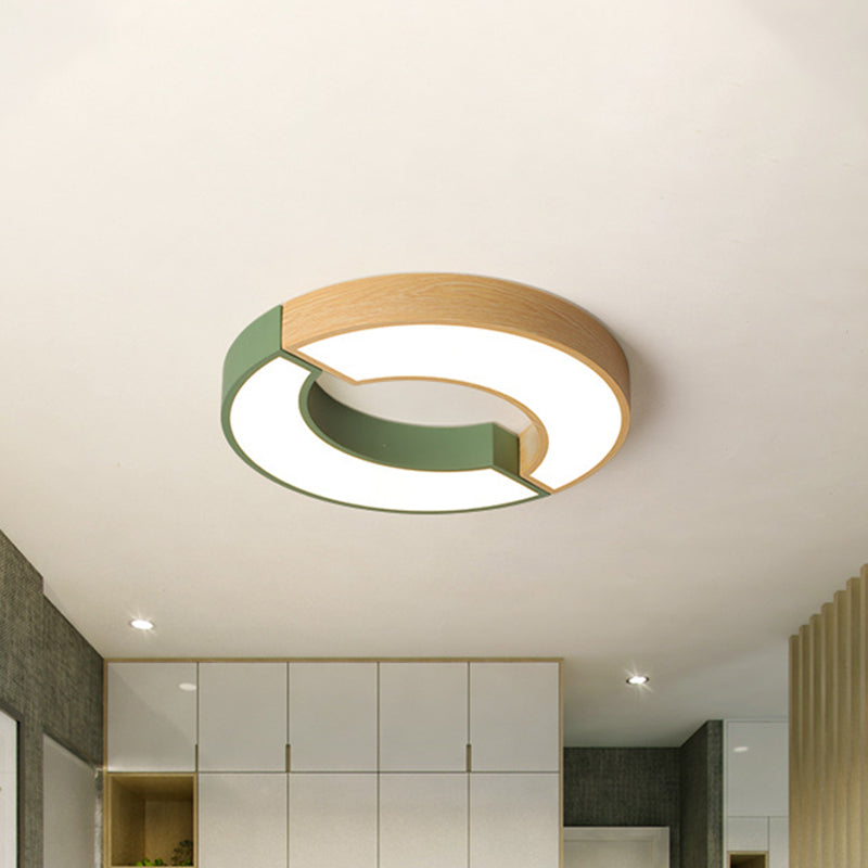 Grey/Green - Wood Double Arch Flushmount Nordic Iron Led Ceiling Mounted Light - 16.5’/20.5’