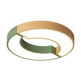Grey/Green-Wood Double Arch Flushmount Nordic Iron Led Ceiling Mounted Light - 16.5/20.5 Diameter