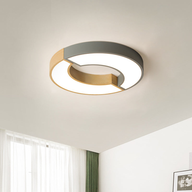 Grey/Green - Wood Double Arch Flushmount Nordic Iron Led Ceiling Mounted Light - 16.5’/20.5’