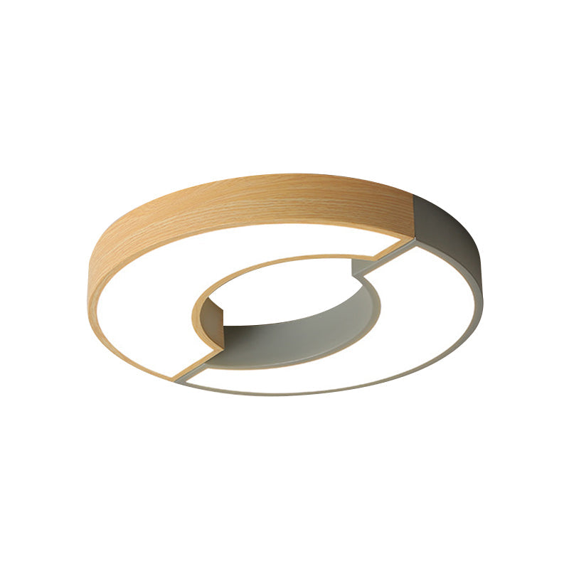 Grey/Green - Wood Double Arch Flushmount Nordic Iron Led Ceiling Mounted Light - 16.5’/20.5’