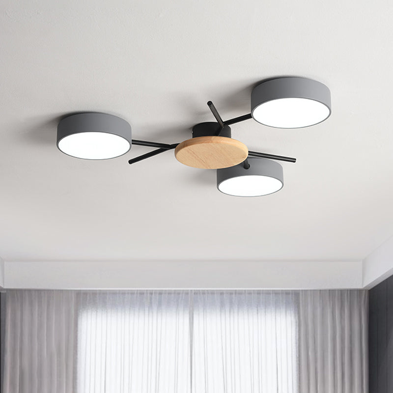 Nordic Grey - Wood Led Ceiling Lamp For Bedroom - 25.5’/31’ Width