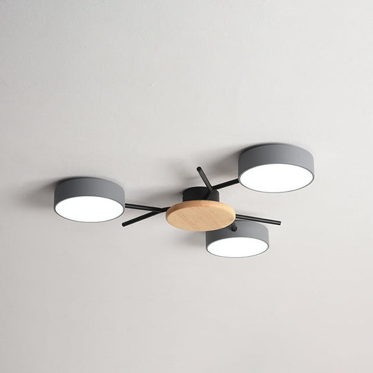 Nordic Grey - Wood Led Ceiling Lamp For Bedroom - 25.5’/31’ Width