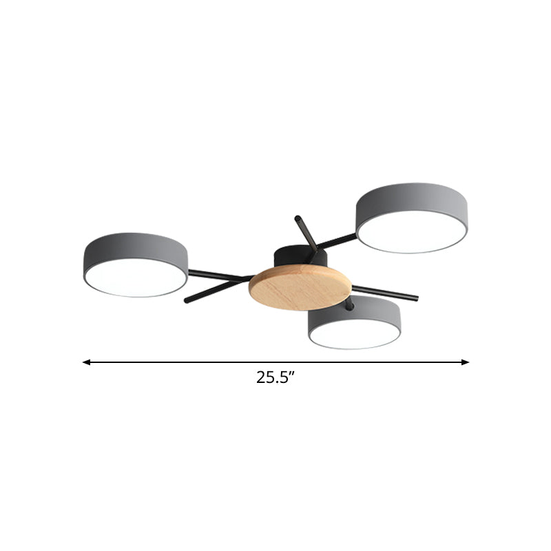 Nordic Grey - Wood Led Ceiling Lamp For Bedroom - 25.5’/31’ Width