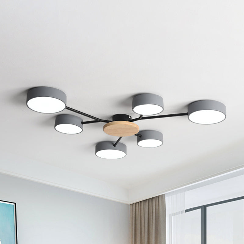 Nordic Grey - Wood Led Ceiling Lamp For Bedroom - 25.5’/31’ Width