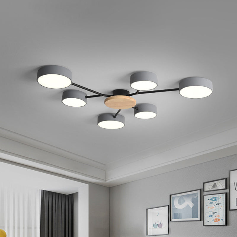 Nordic Grey - Wood Led Ceiling Lamp For Bedroom - 25.5’/31’ Width