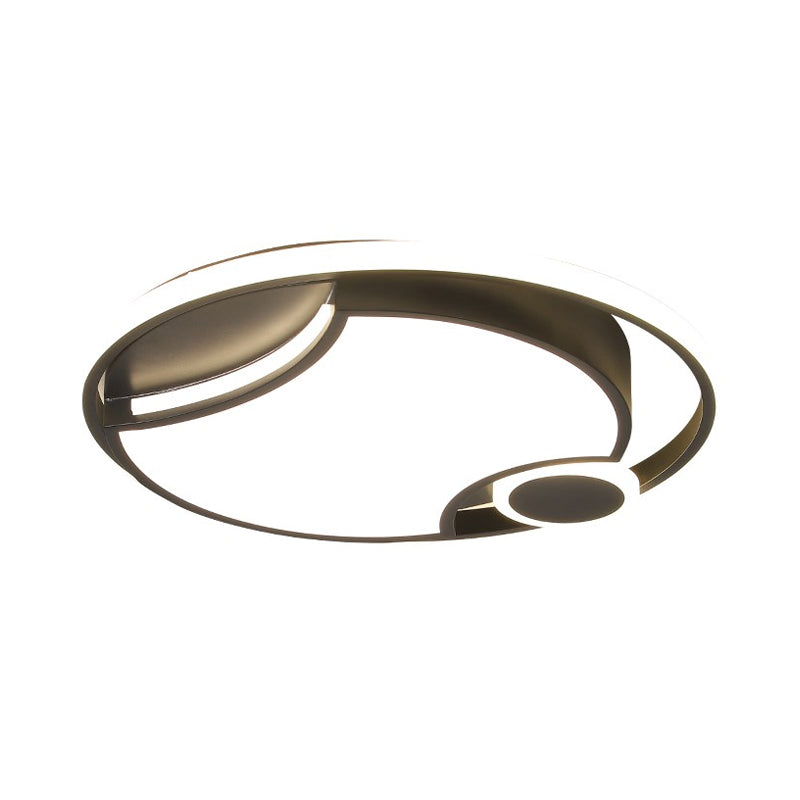 Modern Black Iron Cut-Out Design Led Ceiling Light - 16.5/20.5 Wide Round Flush Mount Warm/White