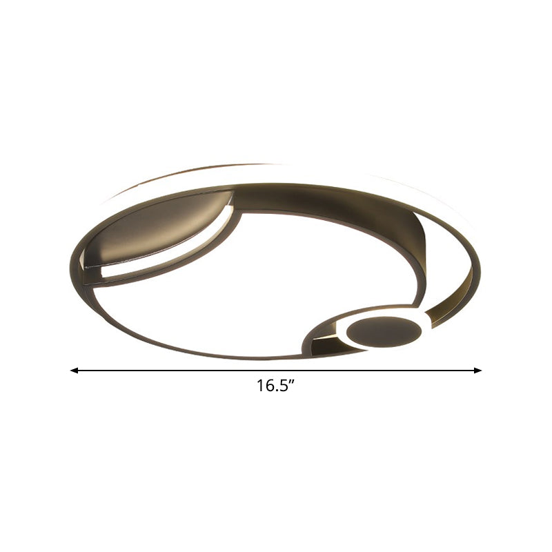 Modern Black Iron Cut-Out Design Led Ceiling Light - 16.5’/20.5’ Wide Round Flush Mount Warm/White
