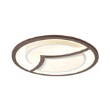Nordic Iron Led Ceiling Light Fixture - 18/21.5 Coffee With Gull Pattern Warm/White Thin Circle