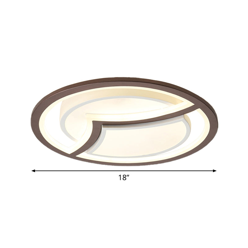 Nordic Iron Led Ceiling Light Fixture - 18/21.5 Coffee With Gull Pattern Warm/White Thin Circle