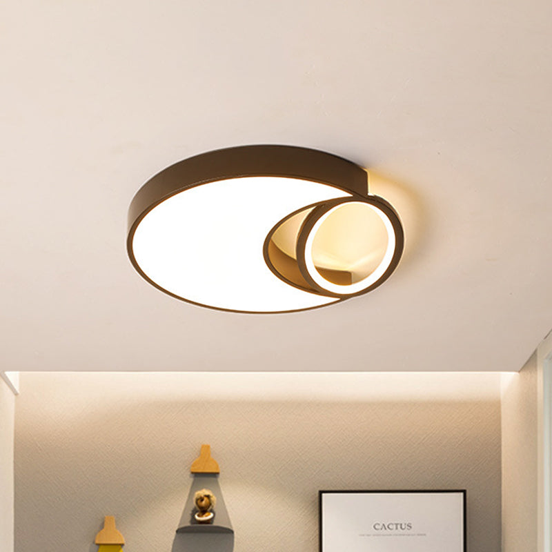 Waxing Moon & Oval Minimalist Led Flush Light - 18’/22’ Wide Acrylic Black Ceiling Flushmount