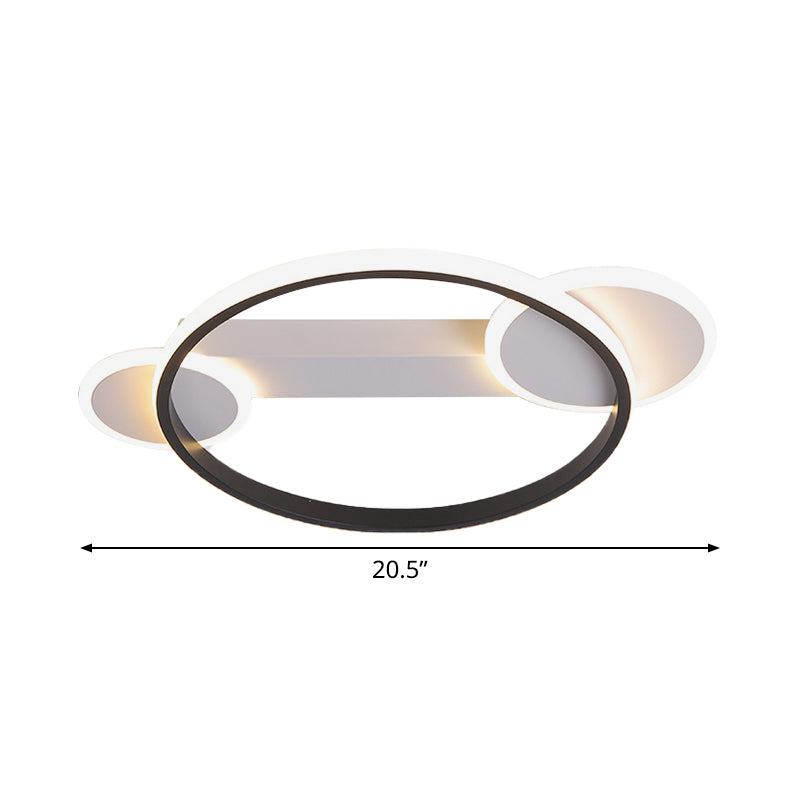 Modern Black-White Hoop Silica Gel Ceiling Light - 16.5’/20.5’ Diameter Led Flush Mount With
