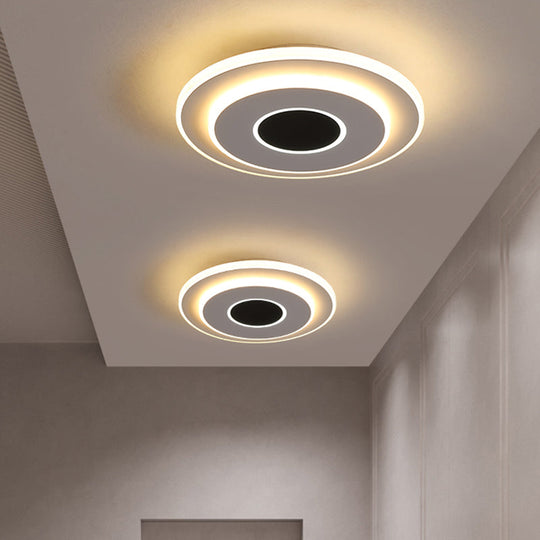 Nordic Mini Thin Flushmount Acrylic Led Ceiling Light - Warm/White Black-White / Warm Round