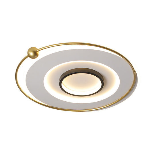 Ultra-Modern Black And Gold Led Ceiling Lamp In Warm/White Light 16.5’/22’ Circular Thin