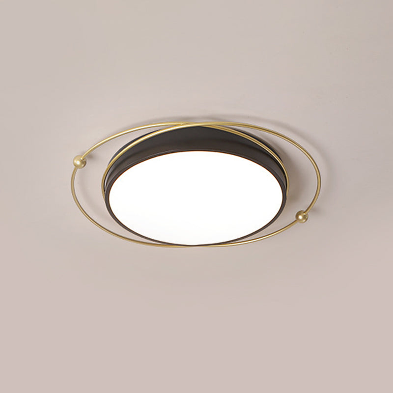 Modern Orbital Metal Flush Mount Led Ceiling Light In Black-Gold Warm/White - 16’/19.5’ Wide