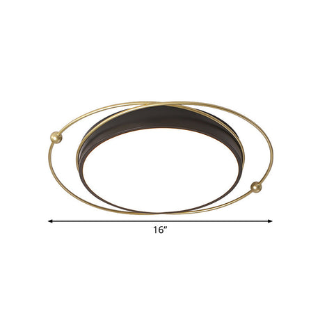 Modern Orbital Metal Flush Mount Led Ceiling Light In Black-Gold Warm/White - 16/19.5 Wide