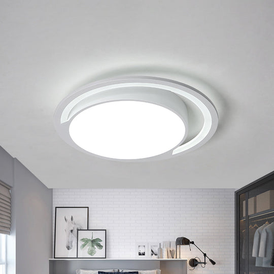 Minimalist White Acrylic Led Ceiling Light - 16’/19.5’ Wide Flush-Mount Fixture With Handgrip