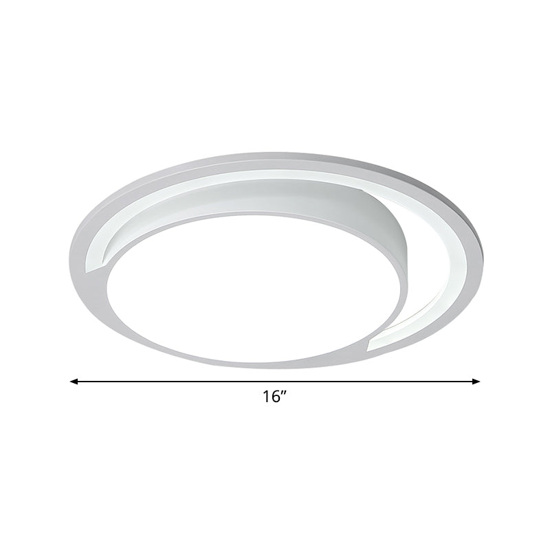 Minimalist White Acrylic Led Ceiling Light - 16’/19.5’ Wide Flush-Mount Fixture With Handgrip