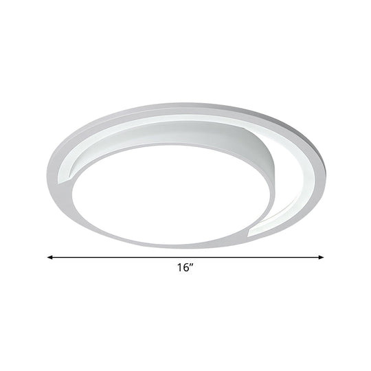 Minimalist White Acrylic Led Ceiling Light - 16’/19.5’ Wide Flush-Mount Fixture With Handgrip