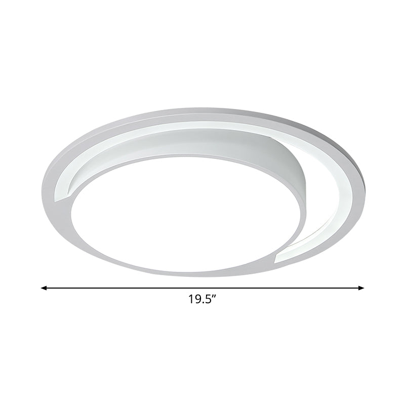 Minimalist White Acrylic Led Ceiling Light - 16’/19.5’ Wide Flush-Mount Fixture With Handgrip