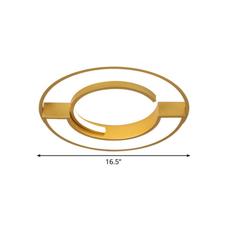 Contemporary Gold Aluminum Ceiling Lamp - Led Flushmount Lighting In Warm/White Light (16.5’ Or