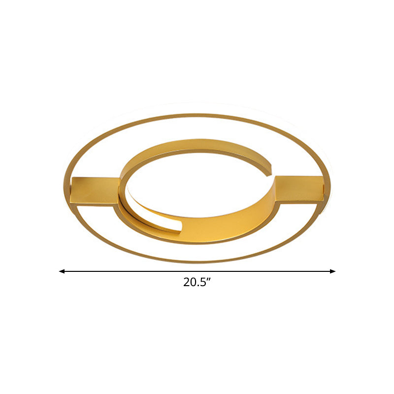 Contemporary Gold Aluminum Ceiling Lamp - Led Flushmount Lighting In Warm/White Light (16.5’ Or