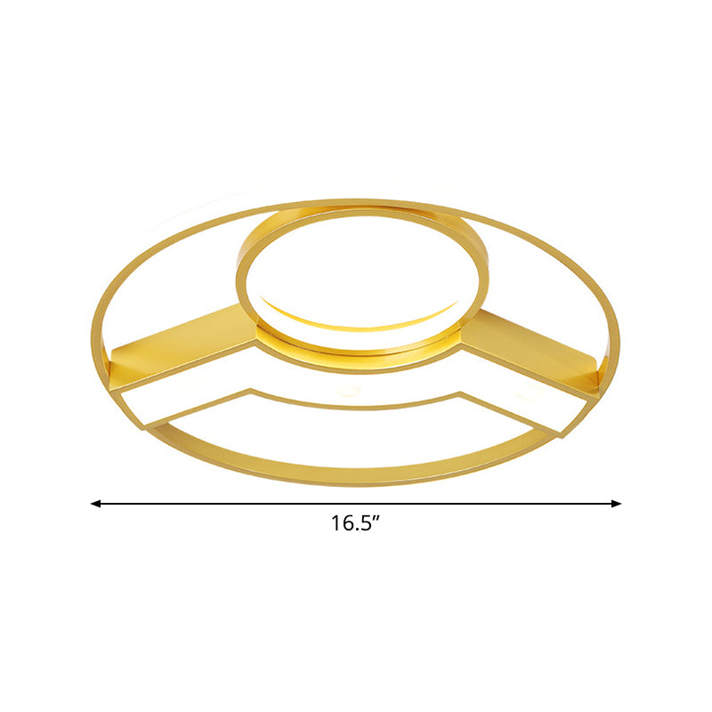 Golden Hoop Led Ceiling Light - Modern Creative Acrylic Flush Mount Warm/White Light