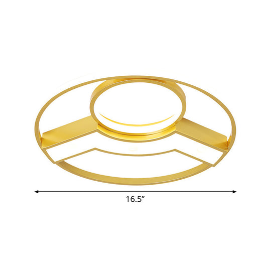 Golden Hoop Led Ceiling Light - Modern Creative Acrylic Flush Mount Warm/White Light
